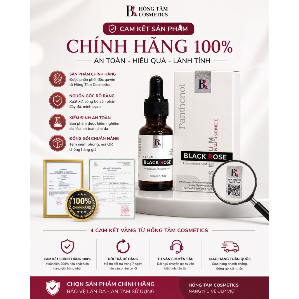 Serum Black Rose Mul Rose Chính Hãng Hồng Tâm Cấp Ẩm Sáng Mịn Da