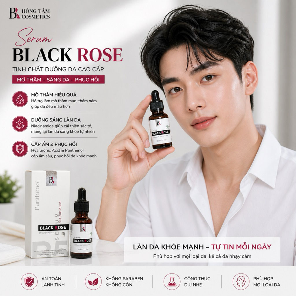 Serum Black Rose Mul Rose Chính Hãng Hồng Tâm Cấp Ẩm Sáng Mịn Da