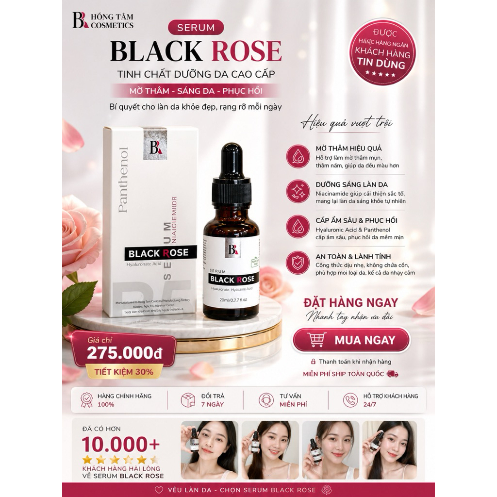 Serum Black Rose Mul Rose Chính Hãng Hồng Tâm Cấp Ẩm Sáng Mịn Da