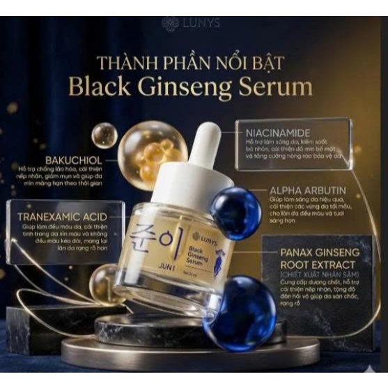 Sỉ ibChính hãng Serum Lunys Nhân Sâm Đen Hàn Quốc Trắng Da Mờ Nám