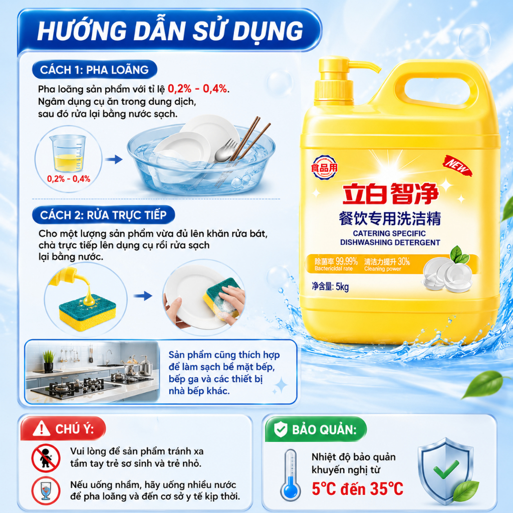 Nước Rửa Chén Liby Can Lớn 5KG - Siêu Đậm Đặc, Sạch Dầu Mỡ Chuyên Dùng Cho Nhà Hàng