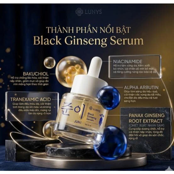 Sỉ ibChính hãng Serum Lunys Nhân Sâm Đen Hàn Quốc Trắng Da Mờ Nám