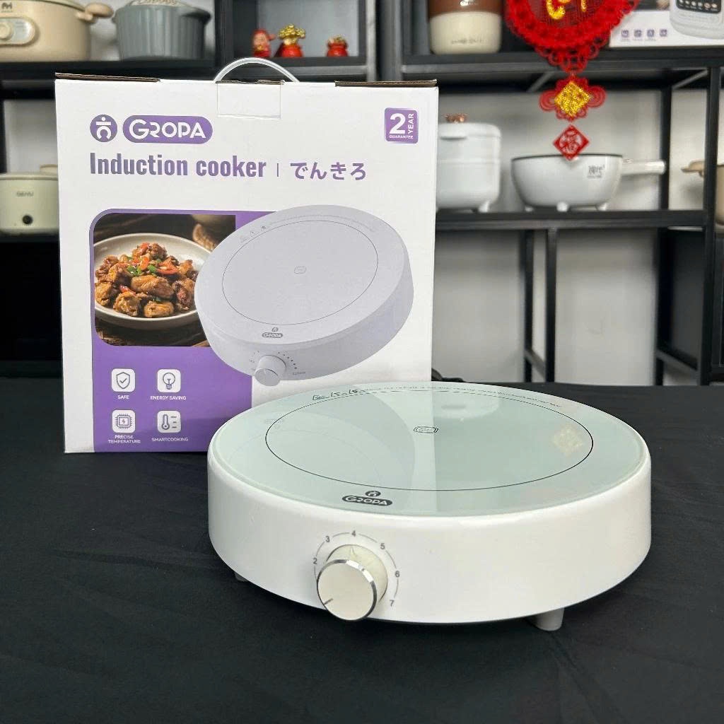 GIAO MÀU NGẪU NHIÊN - Bếp từ tròn mặt kính cường lực Gropa 2200W - Hàng chính hãng bảo hành 12 tháng