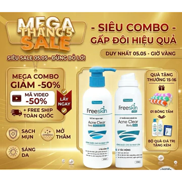 Xịt mụn lưng Freeskin 80ml mờ thâm sáng da xịt mụn ngực,mông, giảm thâm,hỗ trợ giảm viêm nang lông+ sữa tắm mụn 250ml