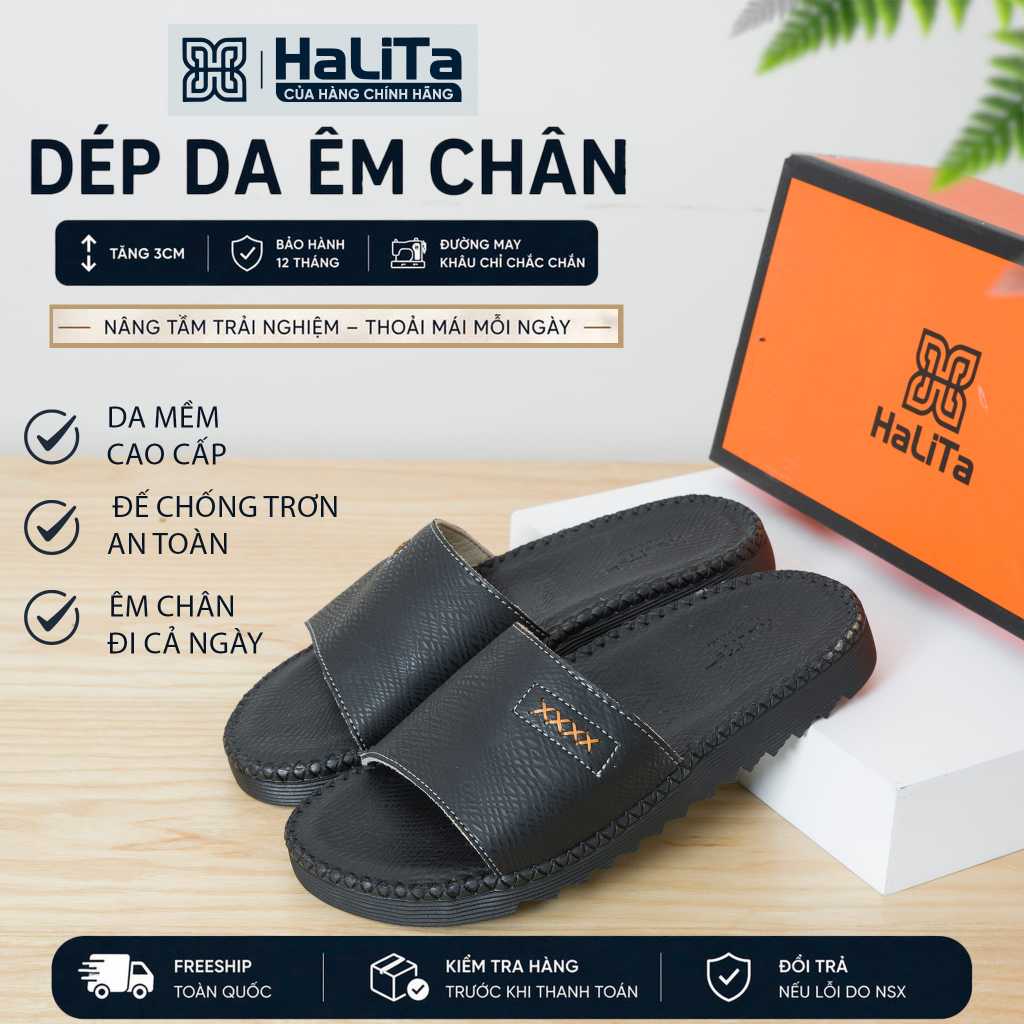 [Dép Da Doctor] Dép Da HaLiTa - Da Chống Nhăn Cao Cấp, Đế Cao Su Nhẹ & Êm, Chỉ May Toàn Bộ Dép