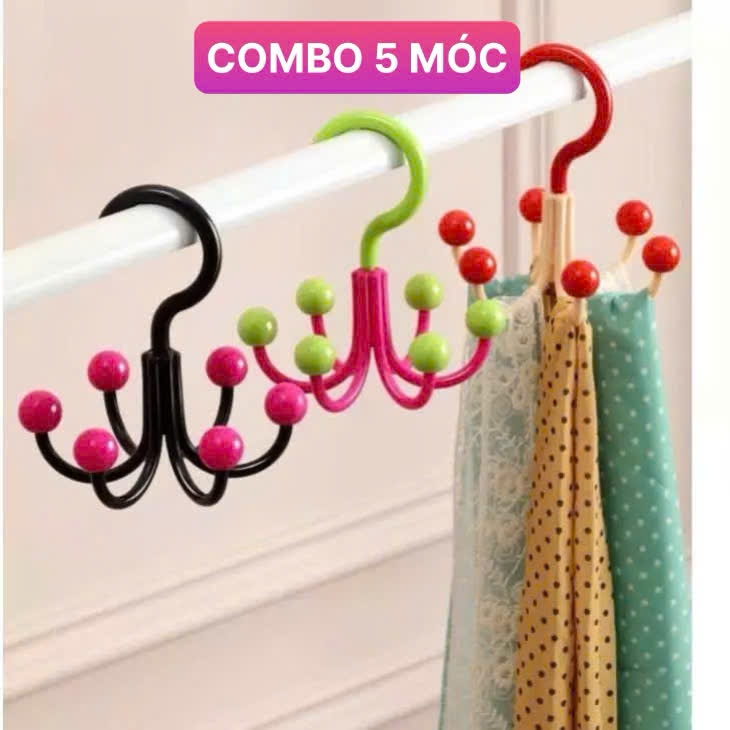 [ HỎA TỐC ] COMBO Móc Treo Đồ 6 Nhánh xoay 360° tiết kiệm không gian - Treo mũ, túi xách, áo ngực, khăn