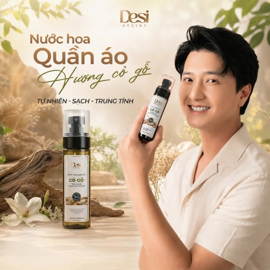 Nước Hoa Quần Áo Desi Hương Cỏ Gỗ 100ml, Nước Xịt Thơm Quần Áo Hương Thơm Pháp, Lưu Hương Lâu 10H