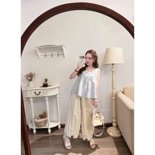 PHẠM THÙY SHOP: SET BỘ ÁO HAI DÂY XANH MIX QUẦN SUÔNG KEM