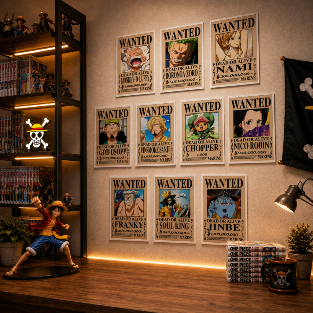 Combo 10 Tờ Poster Lệnh Truy Nã One Piece Wanted Anime Có Sẵn Keo Tranh Ảnh Dán Tường Bóc Dán AnimeX