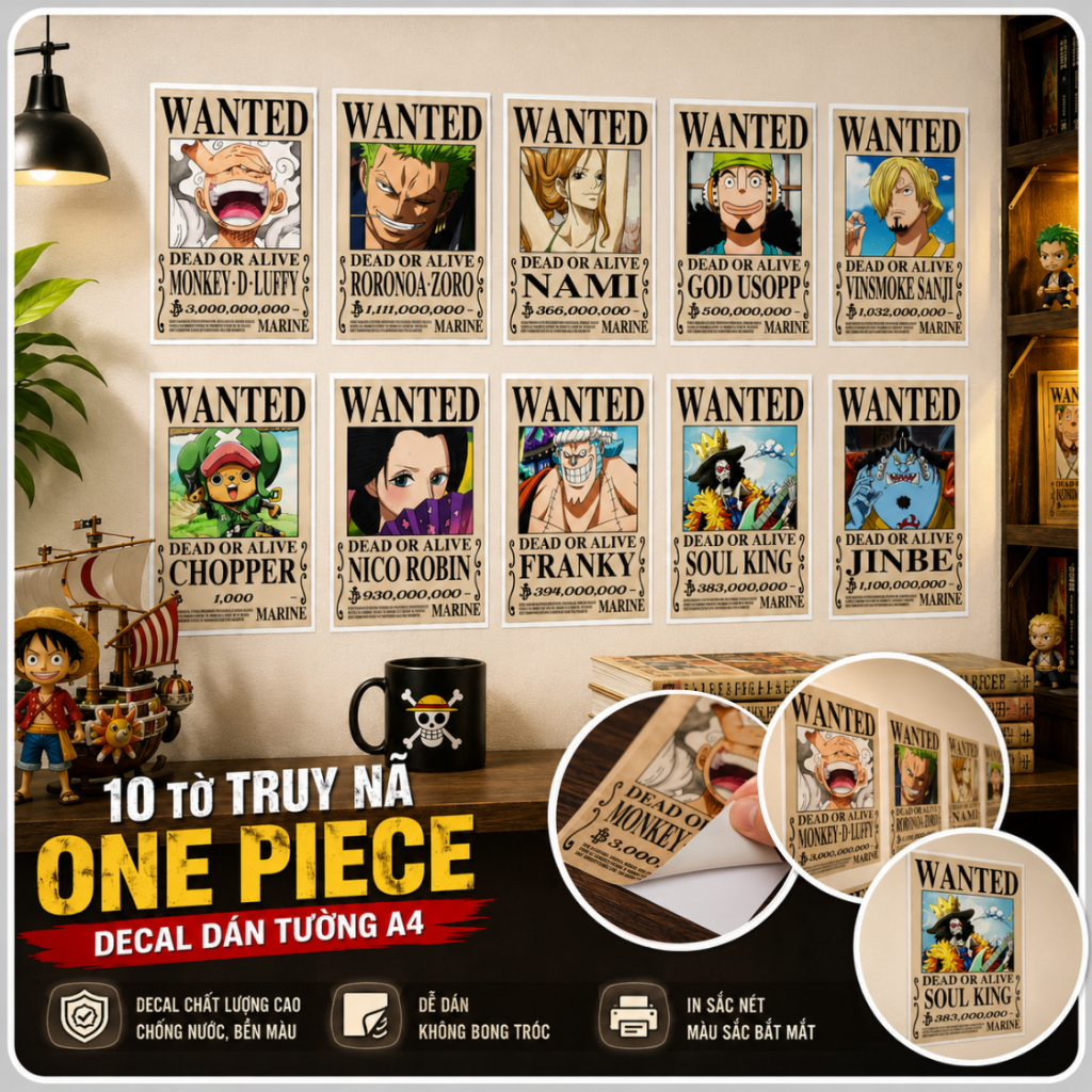 Tờ Truy Nã - Wanted Poster One Piece - Vua Hải Tặc Hơn 1000 Nhân Vật by AnimeX