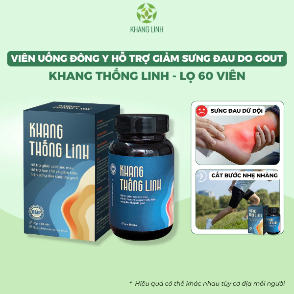 Viên Uống Gout Khang Thống Linh Hỗ Trợ Giảm Chỉ Số Acid Uric, Đỡ Sưng Đau Do Gút