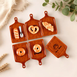 Charm Thớt Khay Gỗ Đồ Chơi Nhà Bếp Mô Hình Mini Trang Trí Decor Nhà Búp Bê DIY Đồ Chơi Nhỏ Quà Tặng Bé