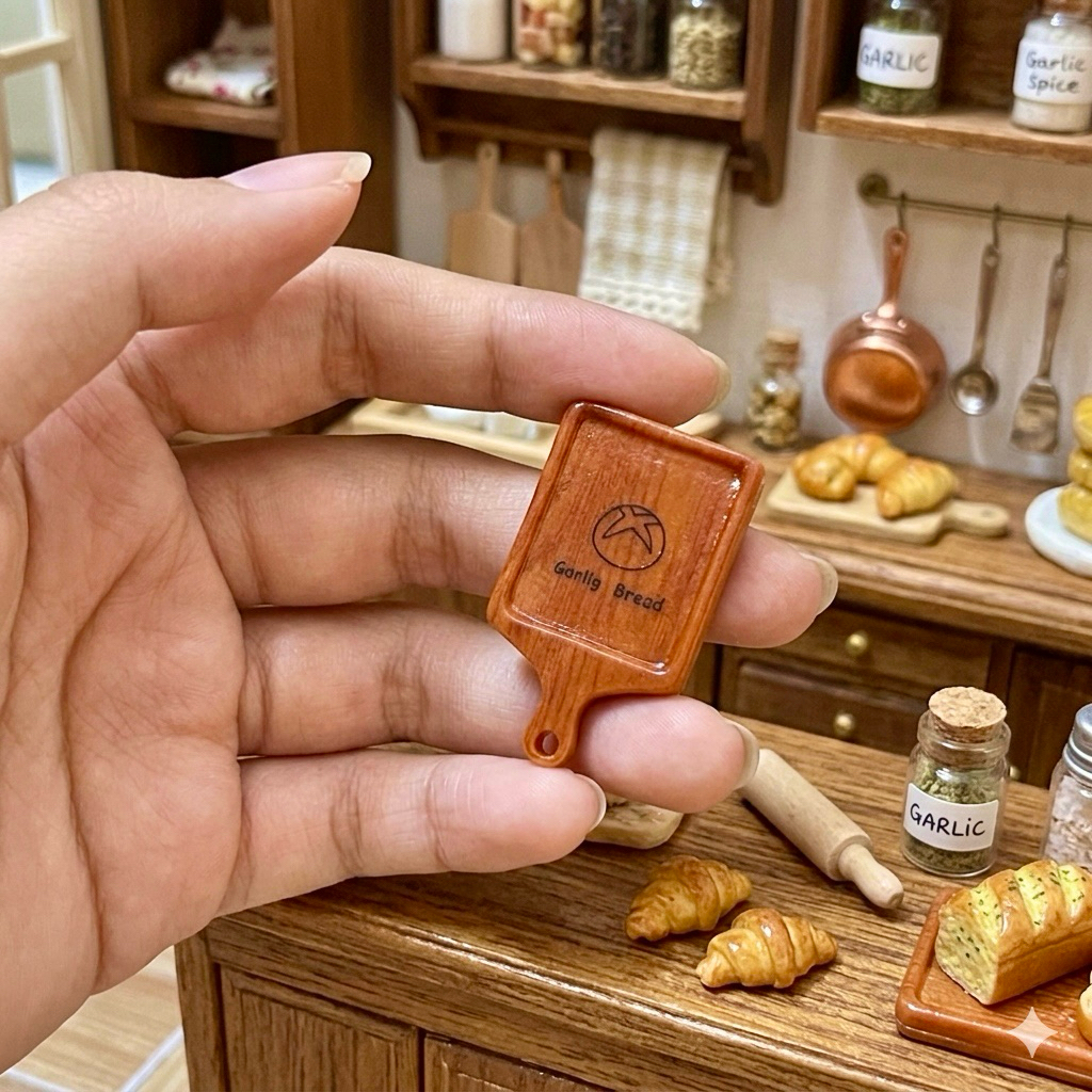 Charm Thớt Khay Gỗ Đồ Chơi Nhà Bếp Mô Hình Mini Trang Trí Decor Nhà Búp Bê DIY Đồ Chơi Nhỏ Quà Tặng Bé