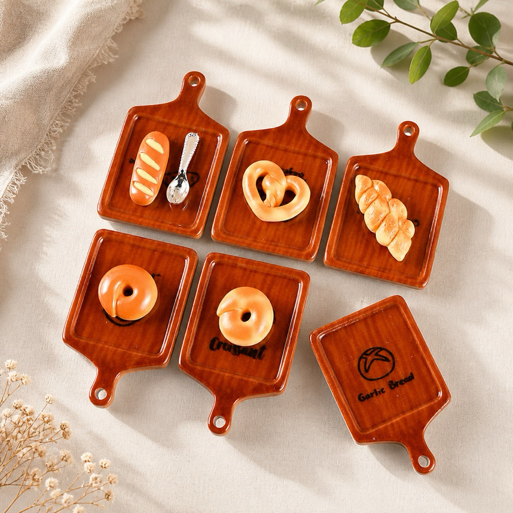 Charm Thớt Khay Gỗ Đồ Chơi Nhà Bếp Mô Hình Mini Trang Trí Decor Nhà Búp Bê DIY Đồ Chơi Nhỏ Quà Tặng Bé