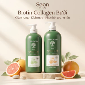 Cặp dầu gội xả Biotin Collagen Voudioty Bưởi 500ml/1000ml giảm rụng, kích mọc tóc, phục hồi tóc hư tổn
