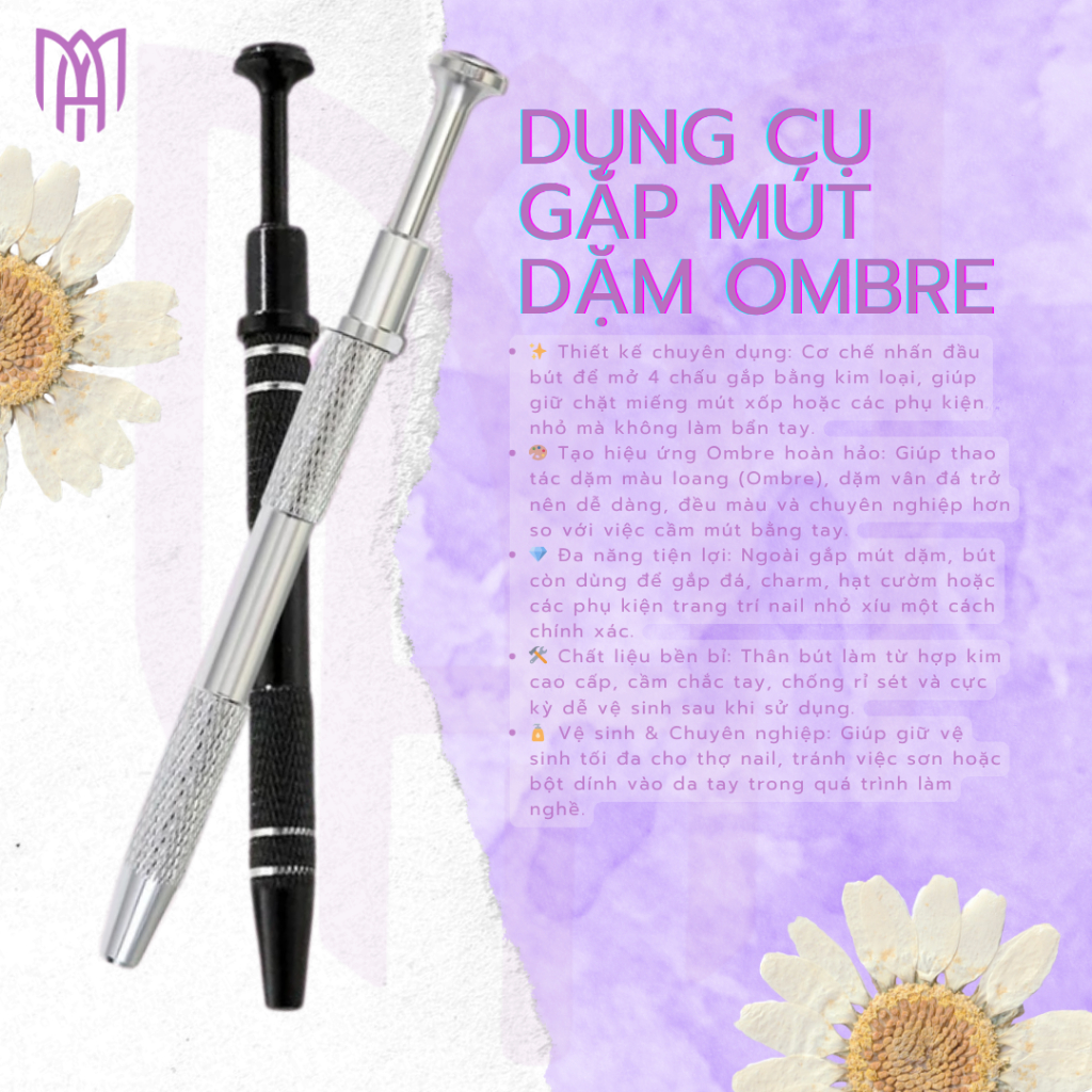 Cây Gắp Mút Ombre Nail Cao Cấp - Dụng Cụ Gắp Kim Cương, Đá Đính Móng Chuyên Dụng (Bút Gắp 4 Chấu)