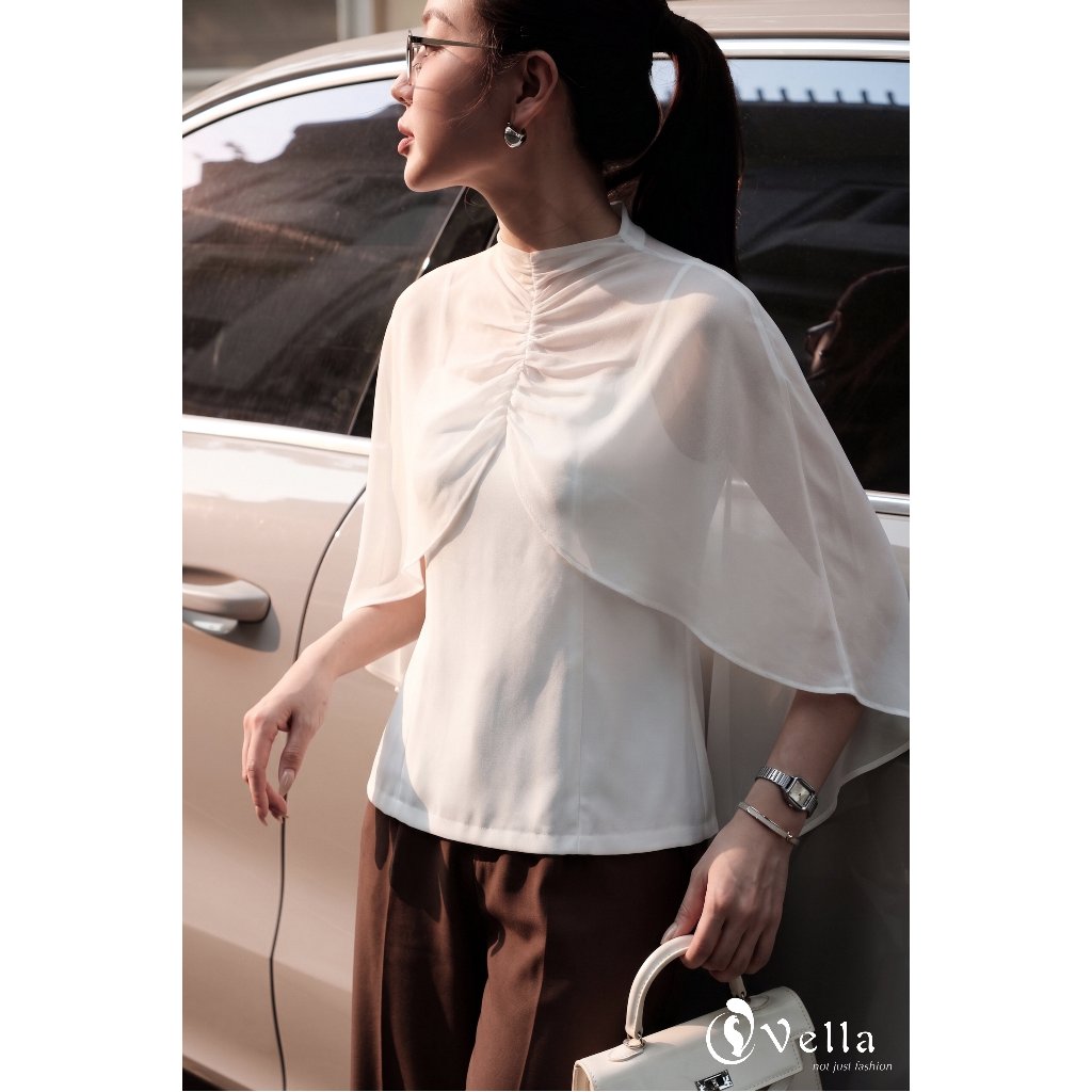 Set Áo 2 Dây Phối Áo Choàng Voan - Phong Cách Thanh Lịch Nữ Công Sở Vella Fashion VA25107 & VQ25108