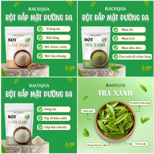 Combo Bột trắng da an toàn Cam thảo + Cám Gạo + Trà Xanh RACUQUA 225g