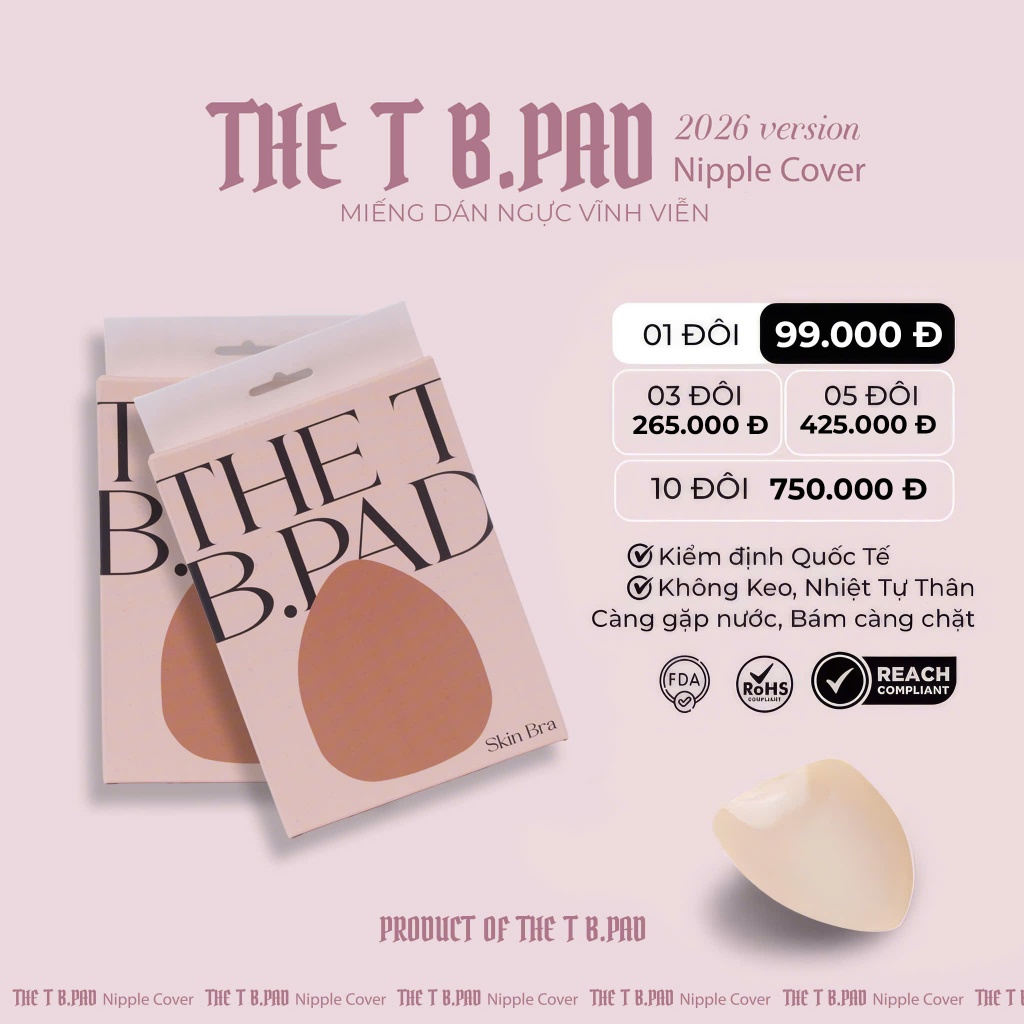 Combo 5 tam giác : Miếng dán ng tiêu chuẩn Quốc Tế - The T B.Pad ( Hình Tam Giác dùng cho trang phục xẻ ngực )