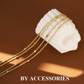 Lắc tay nữ titan dây kép bi tròn phối khối vuông nhỏ xinh mạ vàng 18K không gỉ WB2618 BY ACCESSORIES