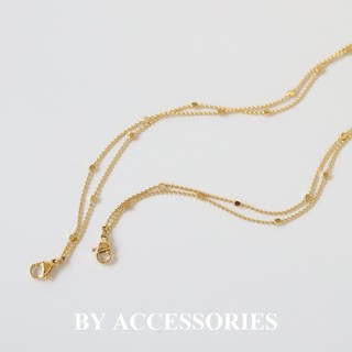 Lắc tay nữ titan dây kép bi tròn phối khối vuông nhỏ xinh mạ vàng 18K không gỉ WB2618 BY ACCESSORIES