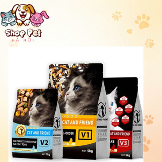 (Túi 1kg)Thức ăn hạt Cat and friend V2 V3 , hỗ trợ thận siêu nhiều topping giúp mèo tăng cân.