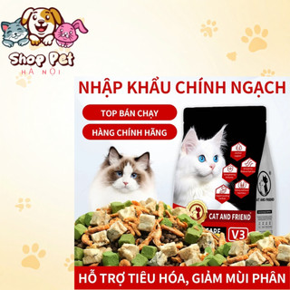 (Túi 1kg)Thức ăn hạt Cat and friend V2 V3 , hỗ trợ thận siêu nhiều topping giúp mèo tăng cân.