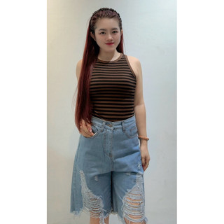 Quần Jean ngố nữ rách kiểu bụi cực chất /quần ngố jean thời trang bigsize /quần bigsize nữ