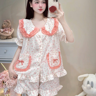 [MẪU HÈ] Bộ Đồ Ngủ Nữ JUSOKA Pijama Chất Liệu Đũi Vân Mây Cổ Sen Viền Bèo Siêu Mềm Mịn Thoải Mái DU44