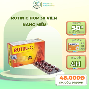 Rutin C hộp 30 viên nang mềm - Hỗ trợ tăng sức bền thành mạch, vitamin C,giảm chảy máu chân răng