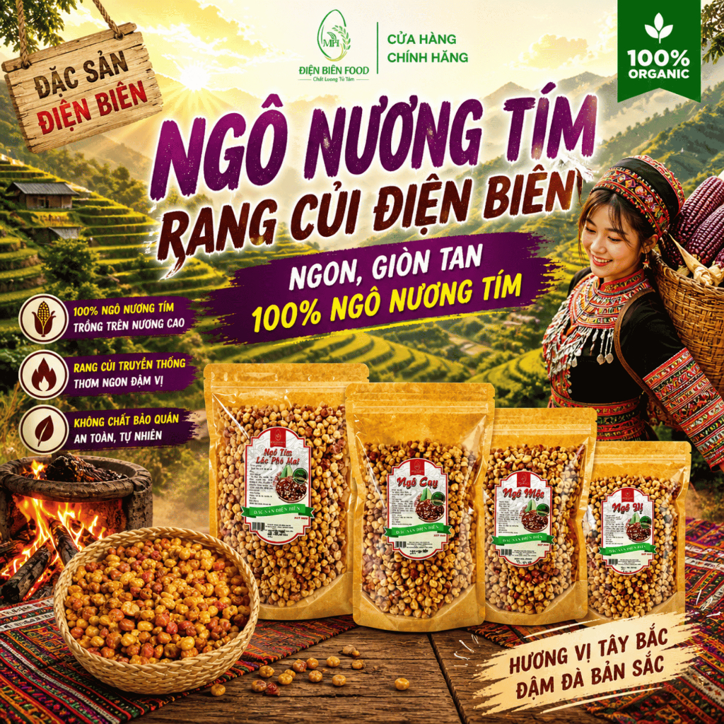 Ngô Nếp Nương Tím Rang Củi Điện Biên (Ngô Chay, Ngô Mộc, Ngô Vị, Ngô ...