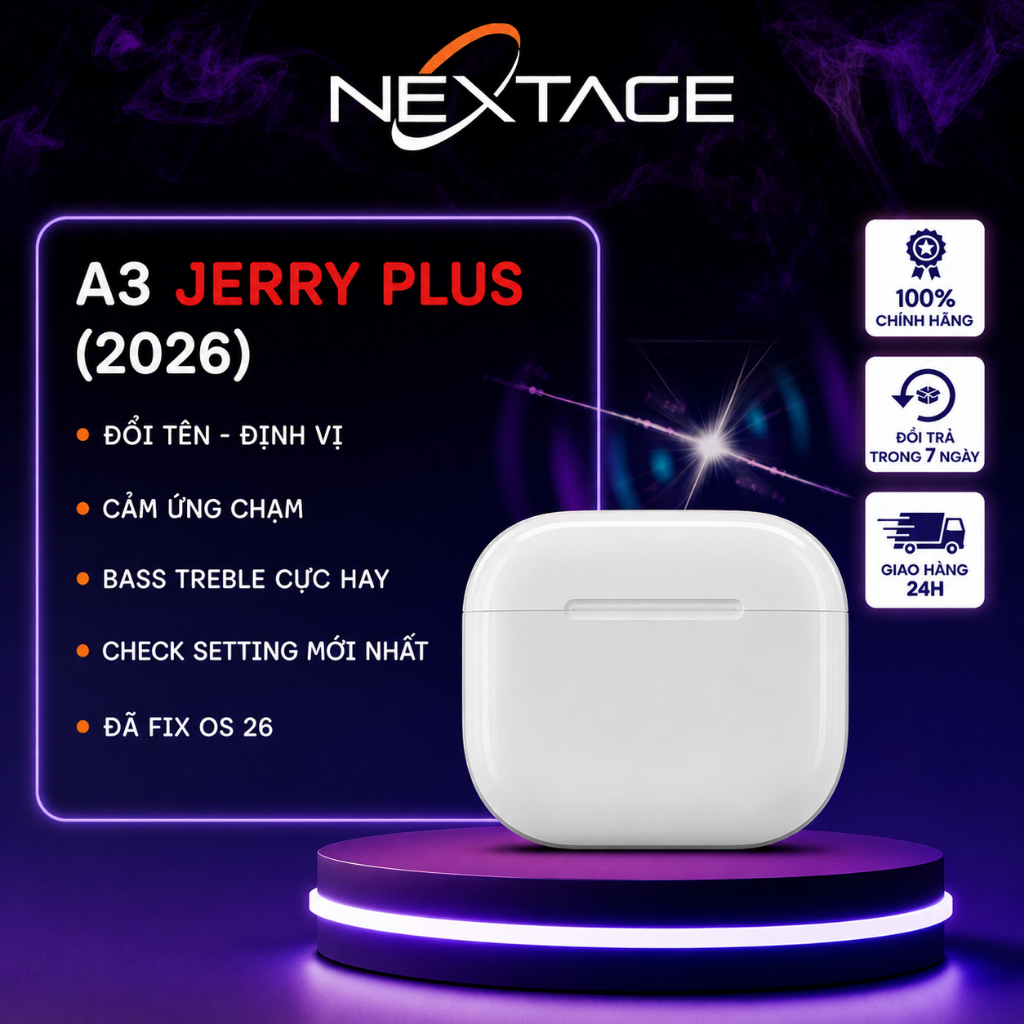 Tai Nghe Bluetooth A3 Jerry Plus Bản Cao Cấp - Cảm Biến - Định Vị - Đổi Tên - Có Mic - Đầy Đủ Tính Năng - Hãng NEXTAGE