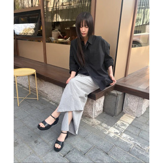 Dép quai hậu Hàn Quốc Jill by JillStuart Black Leather Strappy Sandals - Fullbox