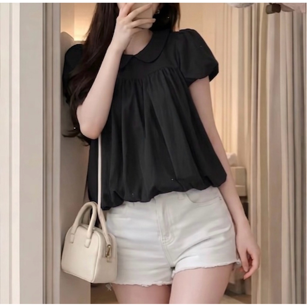 Áo babydoll Nữ Áo Bí Cổ Sen Dễ Thương [FREESHIP]🌸Áo Kiểu Nữ Tay Phồng Phong Cách Ulzzang🌸