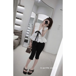 SET ÁO BỒNG BÈO ĐÍNH NƠ MIX QUẦN LEGGING LỬNG HOT HIT