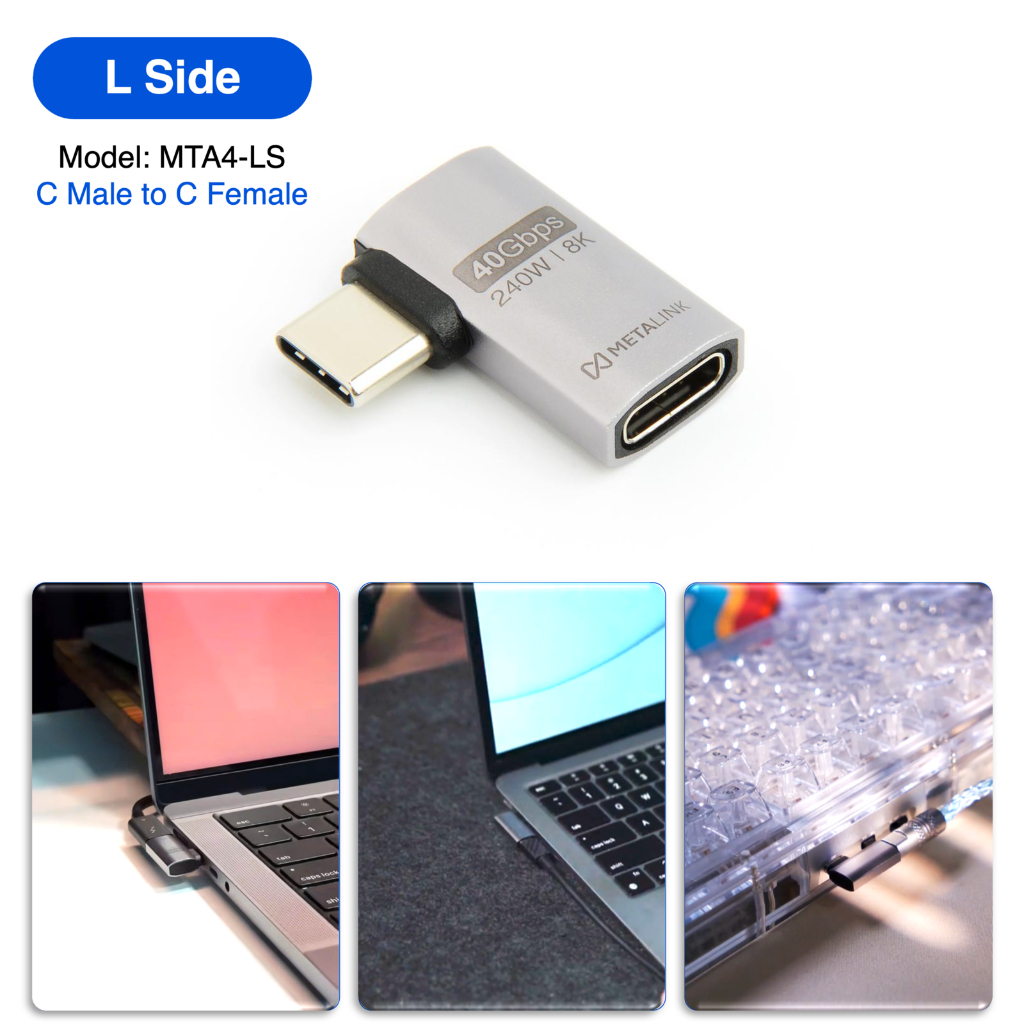 METALINK Đầu chuyển USB4 C to C 90 - 180 độ 240W 40G 8K chip E-maker, tương thích Thunderbolt 4/3
