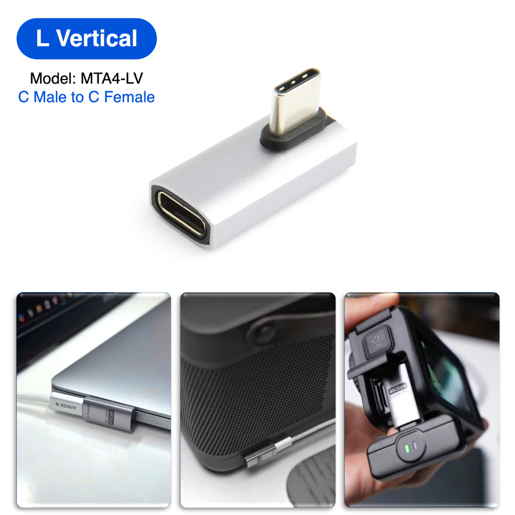METALINK Đầu chuyển USB4 C to C 90 - 180 độ 240W 40G 8K chip E-maker, tương thích Thunderbolt 4/3