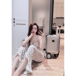 SET ÁO CHUN VAI BÈO MIX QUẦN XẺ CHẤM BI HOT HIT