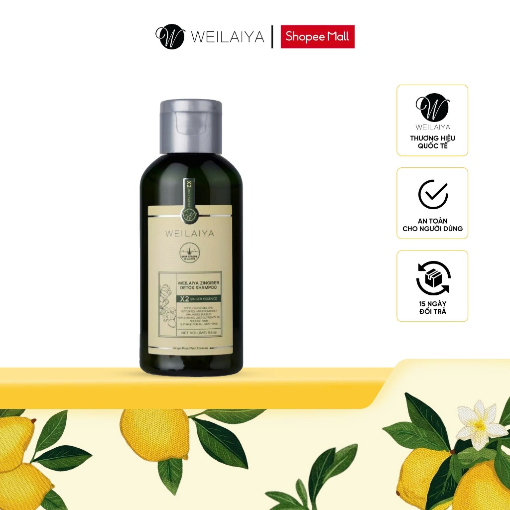 Dầu gội gừng thảo dược Weilaiya giúp detox cho da đầu size du lịch 55ml