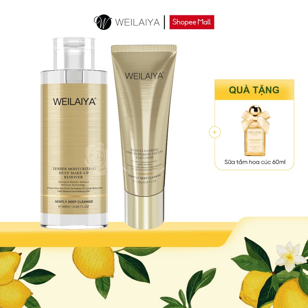 Combo Sữa rửa mặt Weilaiya Deep Cleansing and Repairing Facial Cleanser + Nước tẩy trang Tender Moisturizing Deep Make-U