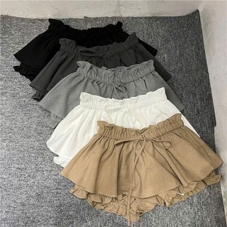 Quần Short nữ dáng bí phồng ROM thiết kế vạc ly xòe chất thô mềm lưng chun hàng Quảng Châu.