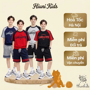 Bộ Đồ Bé Trai Cotton Form Rộng Quần Da Cá Style Hàn Quốc Mặc Mát Size Đại 25-75kg CT02