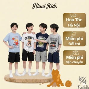 Bộ Đồ Bé Trai Cộc Tay Cotton 100% Quần Da Cá Form Rộng Style Hàn Mặc Mát Size 15-45kg CT04