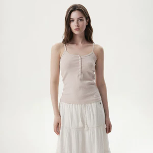 Áo Hai Dây WHO.A.U Eyelet Henry Neck Sleeveless_WHRNG2522F