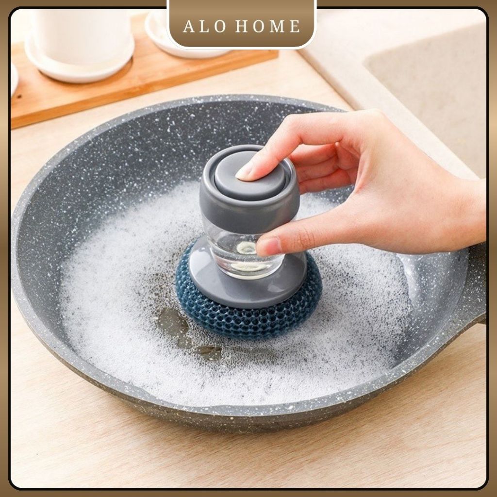 Dụng Cụ Cọ Rửa Chén Bát Xoong Nồi Bếp Ăn ALOHOME Có Bình Đựng Xà Phòng
