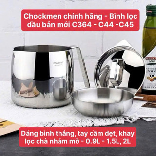 Bình lọc dầu inox Chockmen [44] mẫu mới 0.9/1.5/2 lít lưu ý chọn dáng bình trong phân loại, ca lọc dầu C44