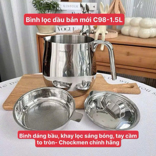 Bình lọc dầu inox Chockmen [44] mẫu mới 0.9/1.5/2 lít lưu ý chọn dáng bình trong phân loại, ca lọc dầu C44