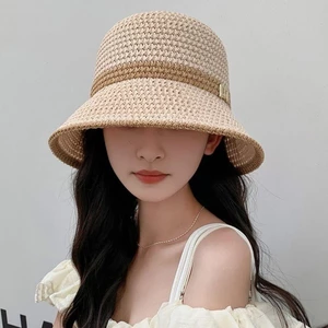 Mũ chống nắng nữ vành rộng, mũ ngư dân nơ thanh lịch, tấm che nắng chống tia UV gập được .