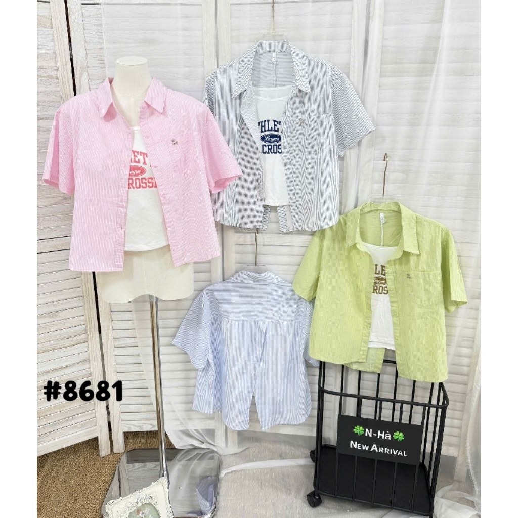 [𝑯𝒂 𝑨𝒏𝒉] Set Áo Sơ Mi Cộc Xẻ Sau QCL1