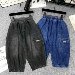 Quần ngố jean, Quần bò dáng lửng form baggy màu xanh đen phong cách thời trang năng động-M15